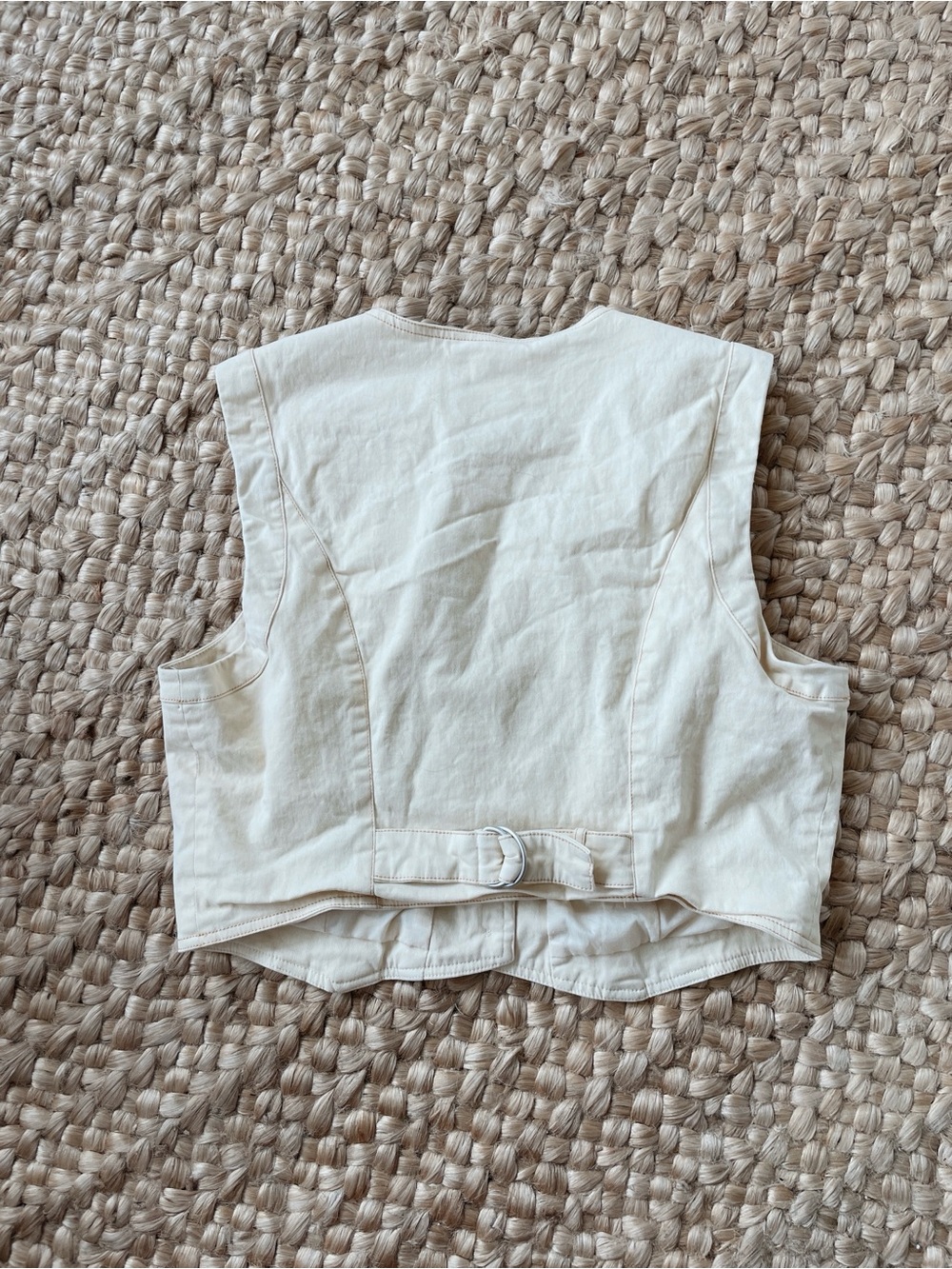 Avec Les Filles Cream Button-Front Cotton Vest Size L - Picture 4 of 6